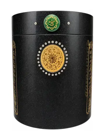 URN-0002 黑花崗骨灰罐實品照片（心經・直筒）
