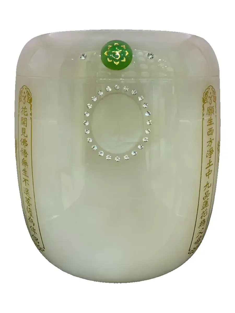羊脂白 心經 骨灰罐實品照片,商品編號 URN-0081